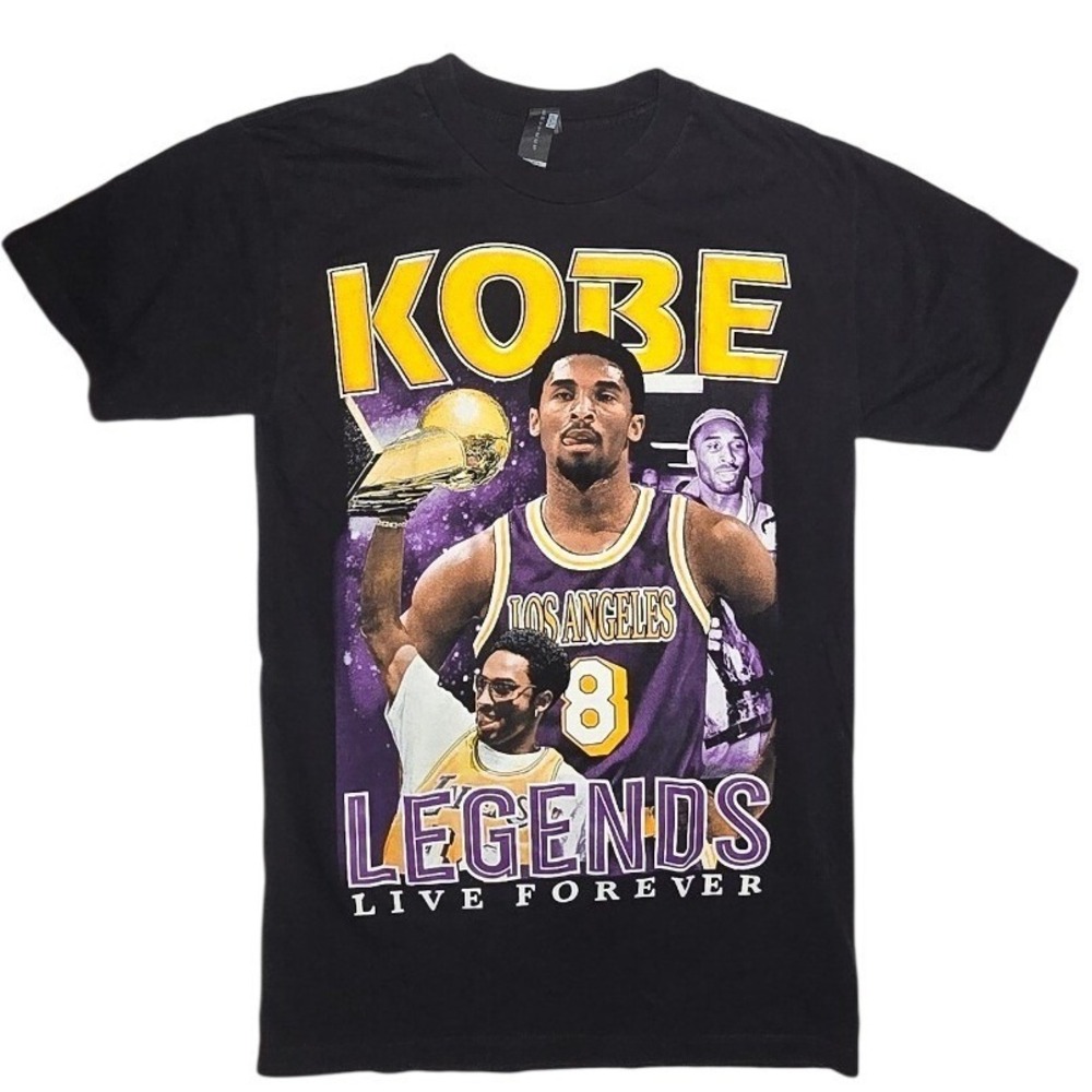 Kobe Bryant Legends Live Forever Memorial Black T Shirt Y M or adult XXS see mez